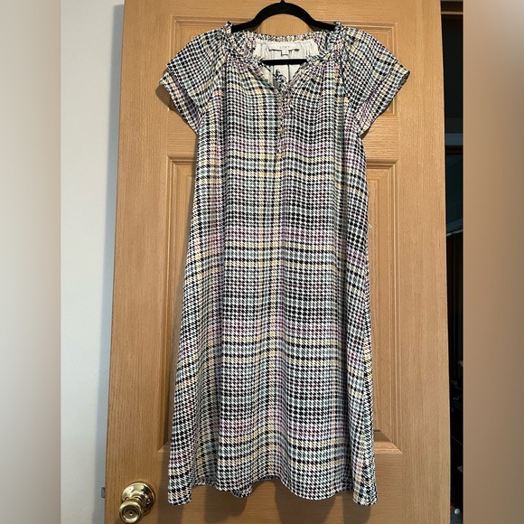 Loft Plaid Flutter Sleeve Button Dress - Picture 3 of 15